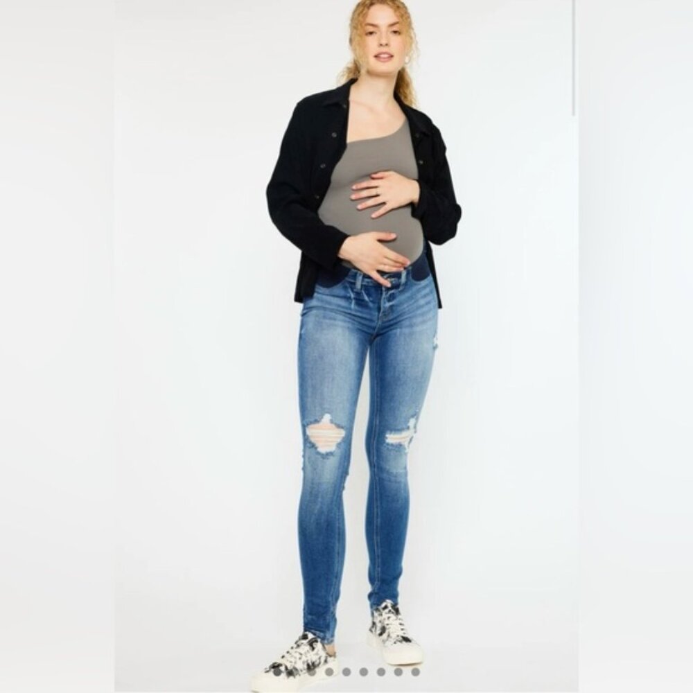 Kancan Tate Maternity Super Skinny Distressed Jeans Size 28